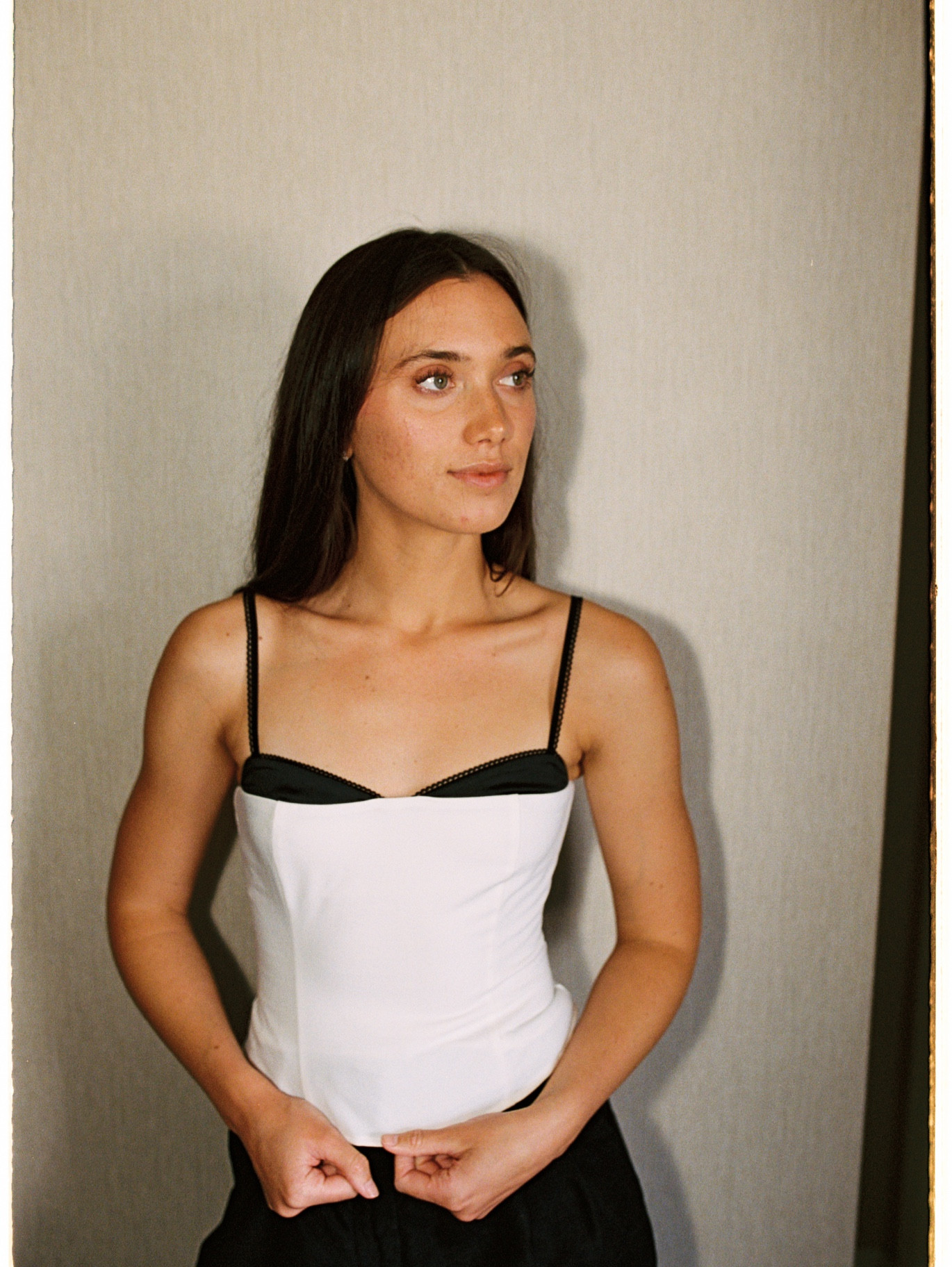 Cutest white and black tank top 