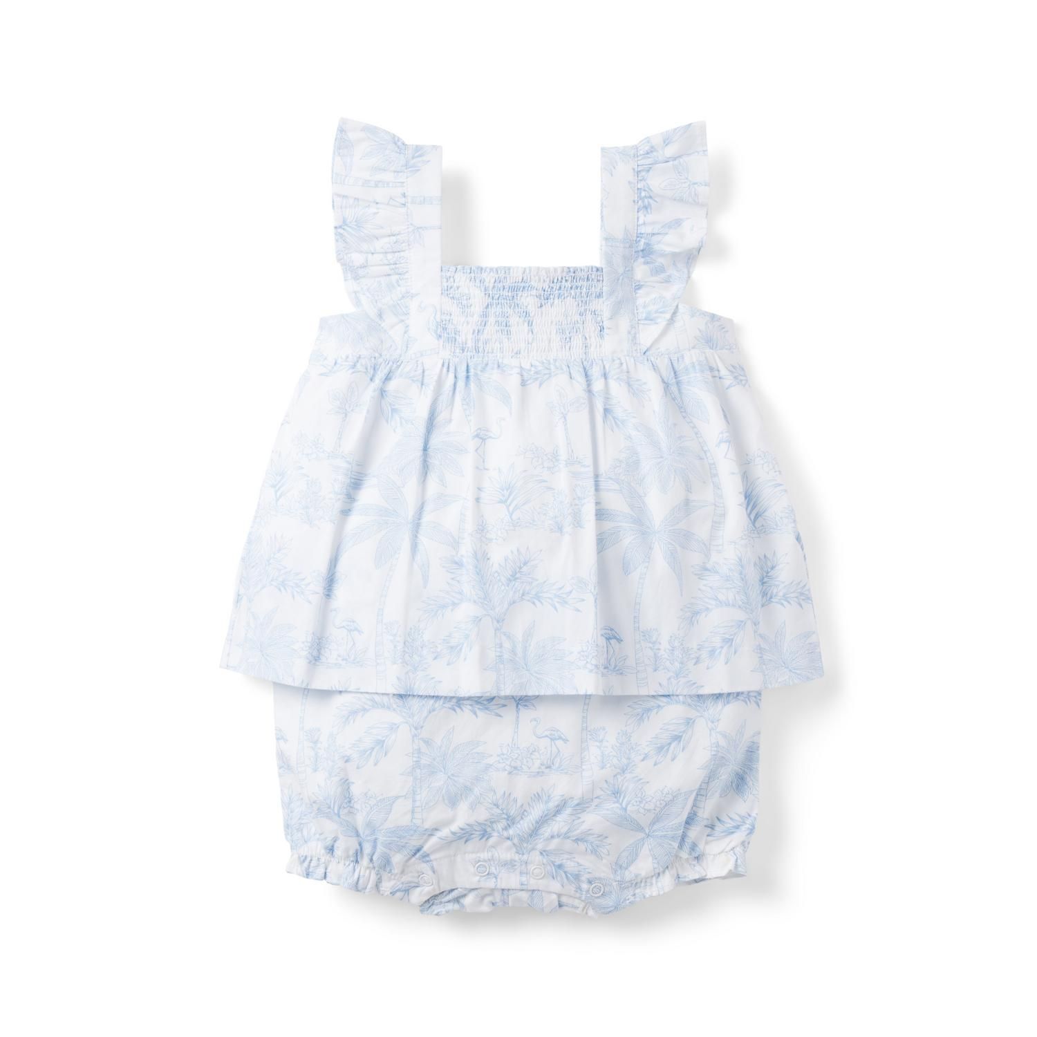 The Flamingo Toile Smocked Baby Romper | Janie and Jack