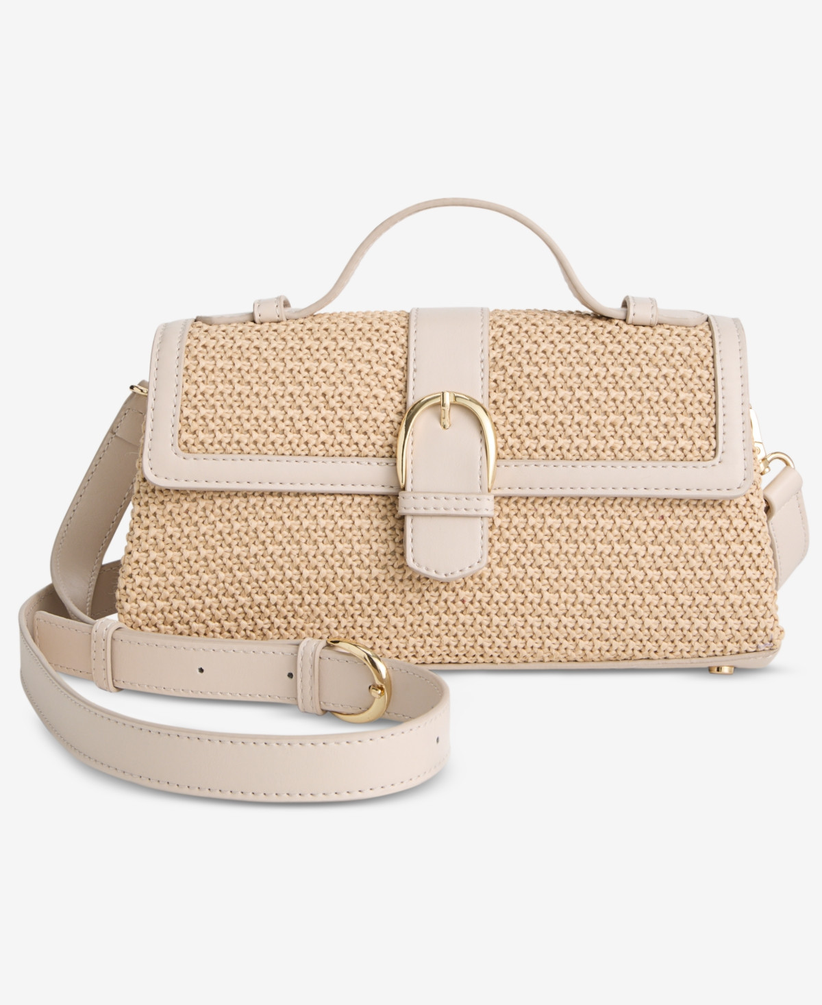 On 34th Kristt Straw Small Satchel Bag, Macy's Exclusive - Neutral | Macy's