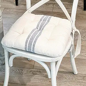 Piper Classics Market Place Blue Grain Sack Stripe Chair Pad, 15" L x 16" W, 100% Cotton Cover 10... | Amazon (US)
