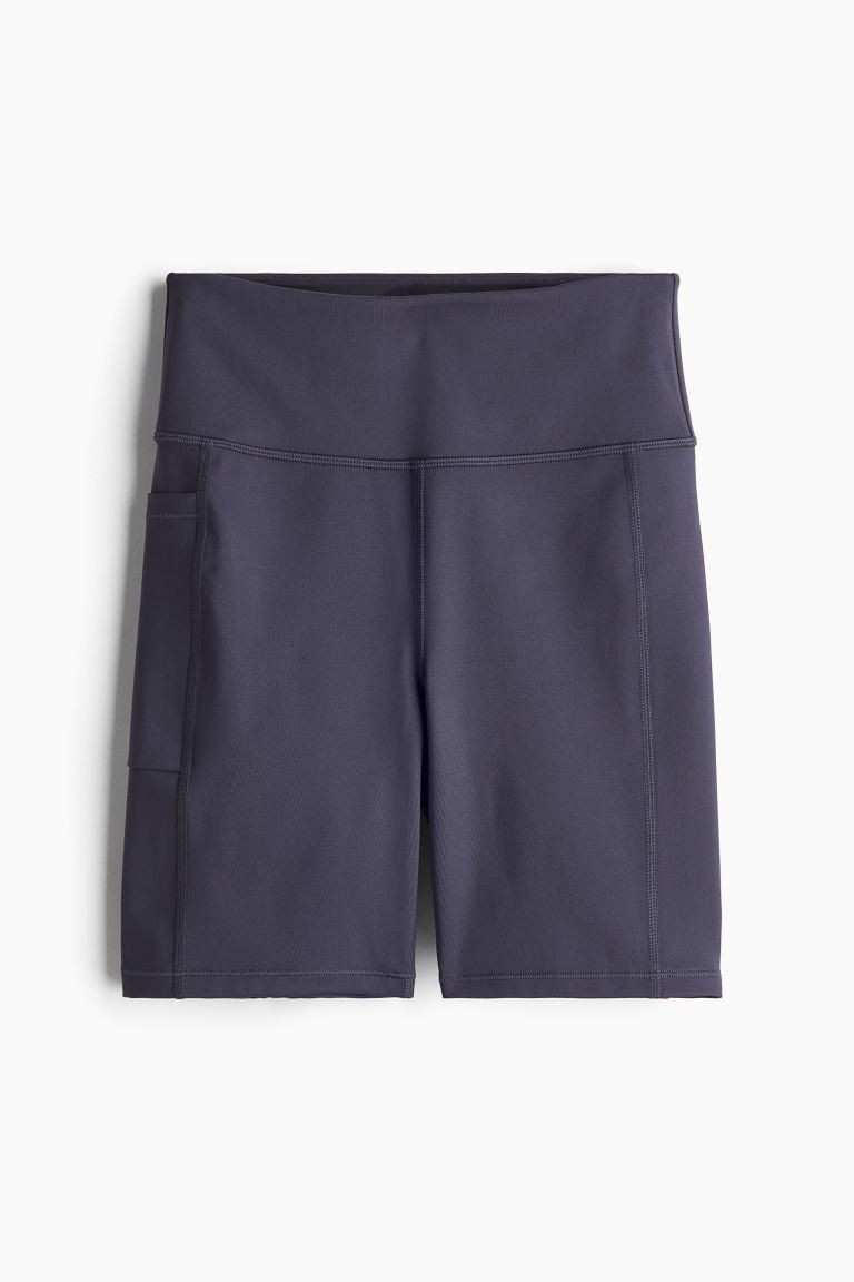 DryMove™ Sports Bike Shorts with Pocket - High waist - Short - Steel blue - Ladies | H&M US | H&M (US + CA)