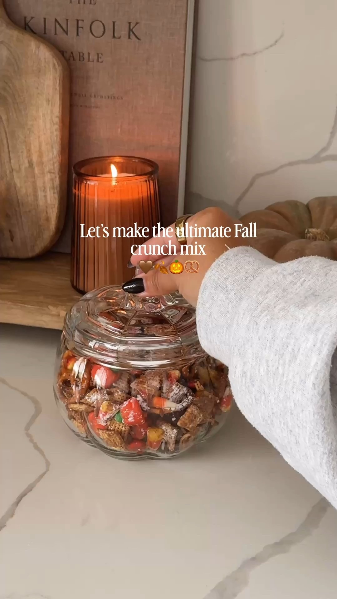 Let’s make the ultimate Fall snack mix together! crunchy, sweet, and dangerously good 🥨🎃

Recipe: 
✨ peanut butter Chex cereal
✨ mini pretzels
✨ melted chocolate 
✨ mini chocolate chips
✨ m&ms
✨ harvest candy corn
✨ powdered sugar
✨ refrigerate to harden, break apart & enjoy! 🤎 

#fall #fallkitchen #fallgift #glasspumpkin #monstermix #target #walmart #fallidea #halloween 

#LTKSeasonal #LTKHome #LTKHalloween