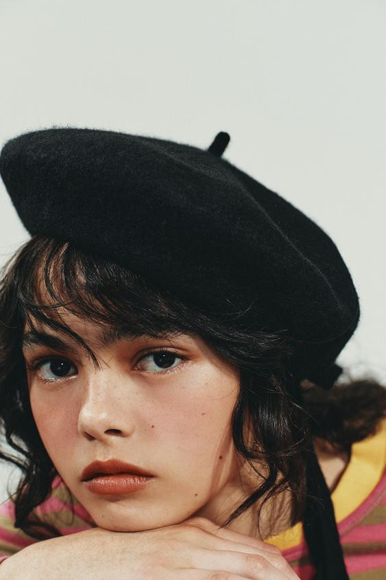 100% WOOL BERET WITH RIBBON | Zara US
