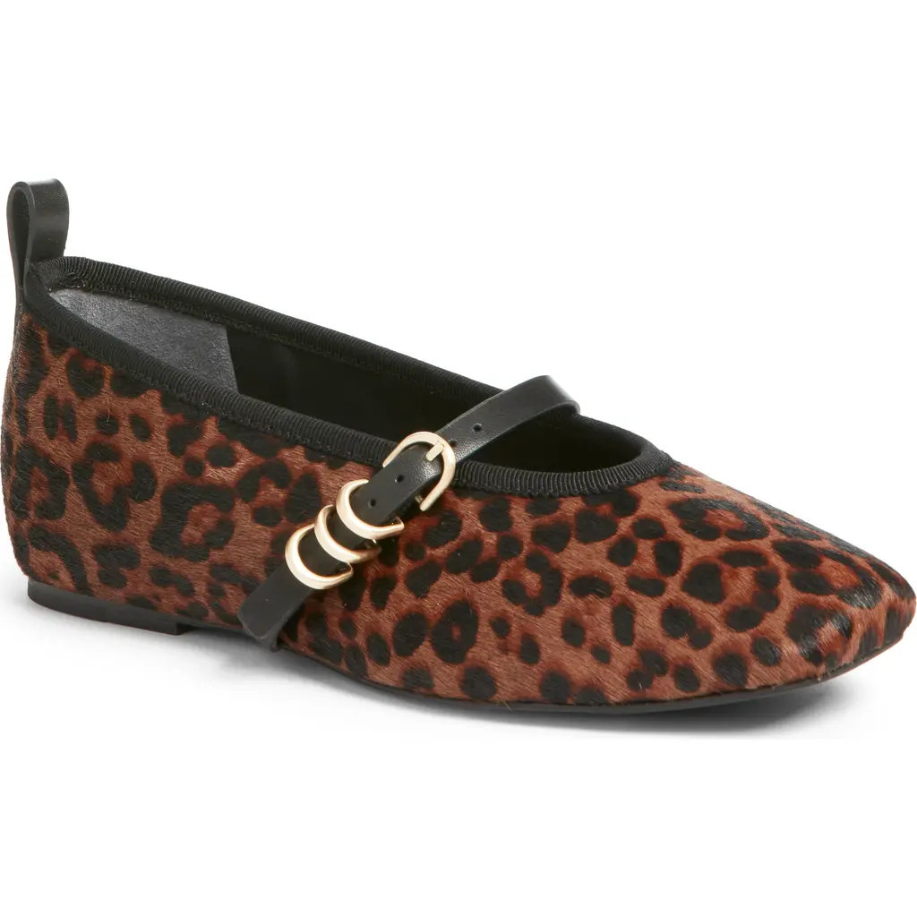 rag & bone Spire Genuine Calf Hair Mary Jane Flat in Leopard at Nordstrom, Size 7Us | Nordstrom