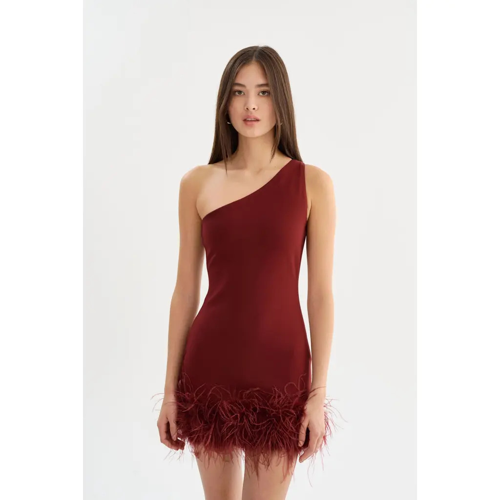 LAMARQUE Tafia | One Shoulder Mini Dress in Syrah at Nordstrom, Size Medium | Nordstrom