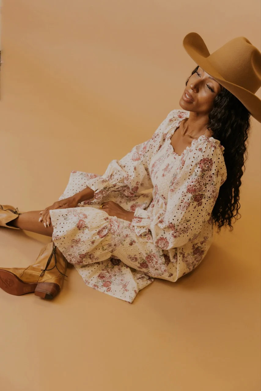 SALT Mireille Smocked Floral Eyelet Dress | Roolee