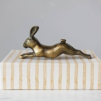 Creative Co-Op Decorative Embossed Aluminum Rabbit, Antique Brass Décor | Amazon (US)