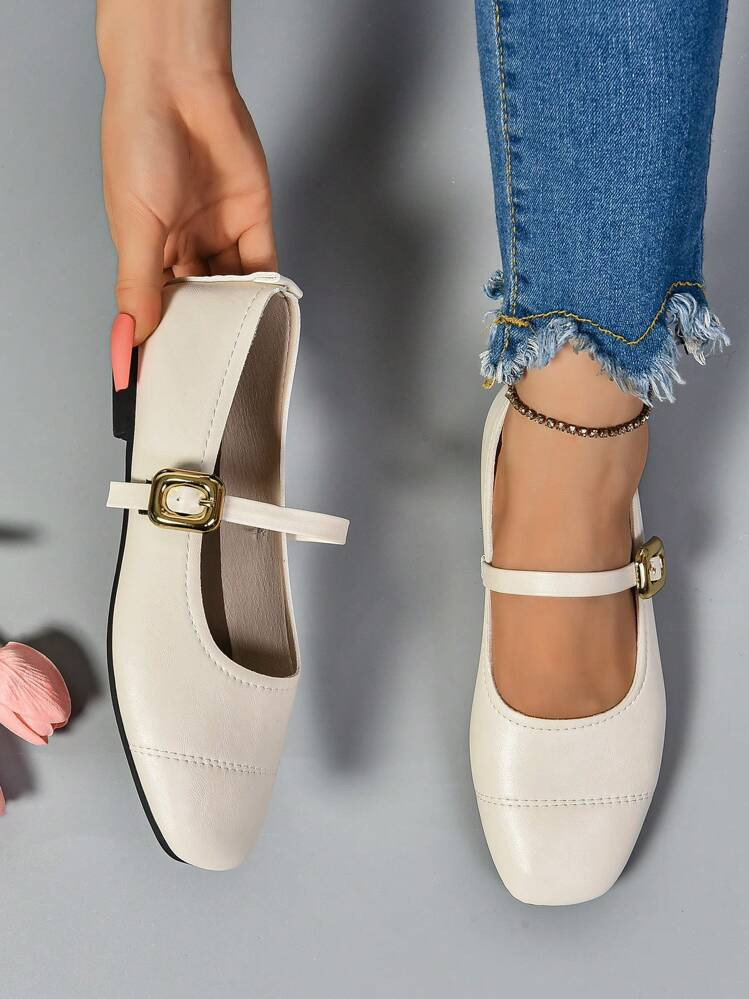 New Women Fashion Spring Autumn Strap Mary Jane Flats Shallow Pointed Toe Comfortable Casual Loafers Valentines | SHEIN