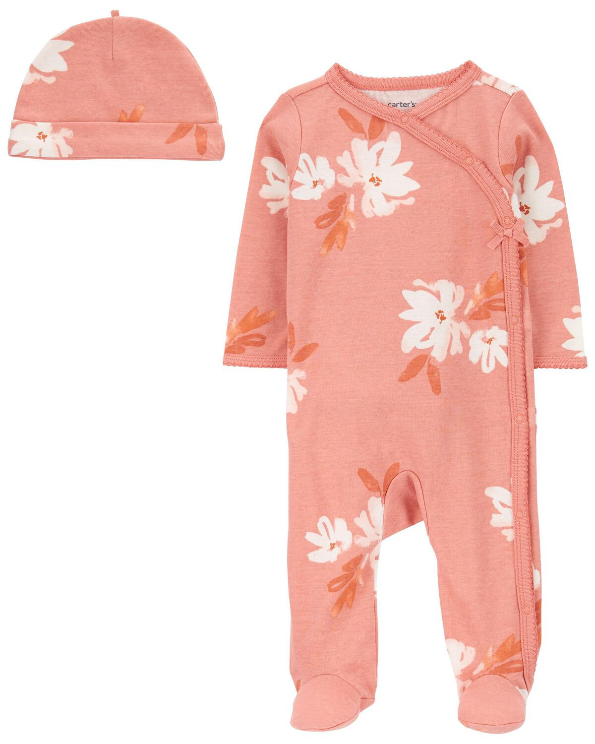 Pink Baby 2-Piece Floral Sleep & Play Pajamas and Cap Set | carters.com | Carter's
