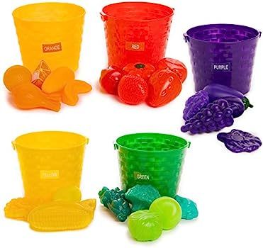 Toy Chef Farmers Market Learning Set, Fruits and Vegetables Color Sorting Play Set with Produce and  | Amazon (US)