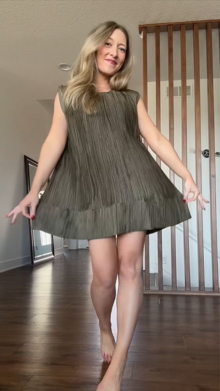 Cap-Sleeve Plissé Mini Dress from Anthropologie - SO cute! I love the sleeve cutout/under the arm detail (can view better in product photos!). I’m in an XS petite but could have probably done XS regular as well! Maternity/bump friendly, great spring outfit, or a simple date night outfit!

#LTKstyletip #LTKSeasonal #LTKbump