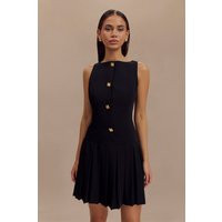 Mackenzie Sleeveless Pleated Mini Dress - Black | MESHKI US