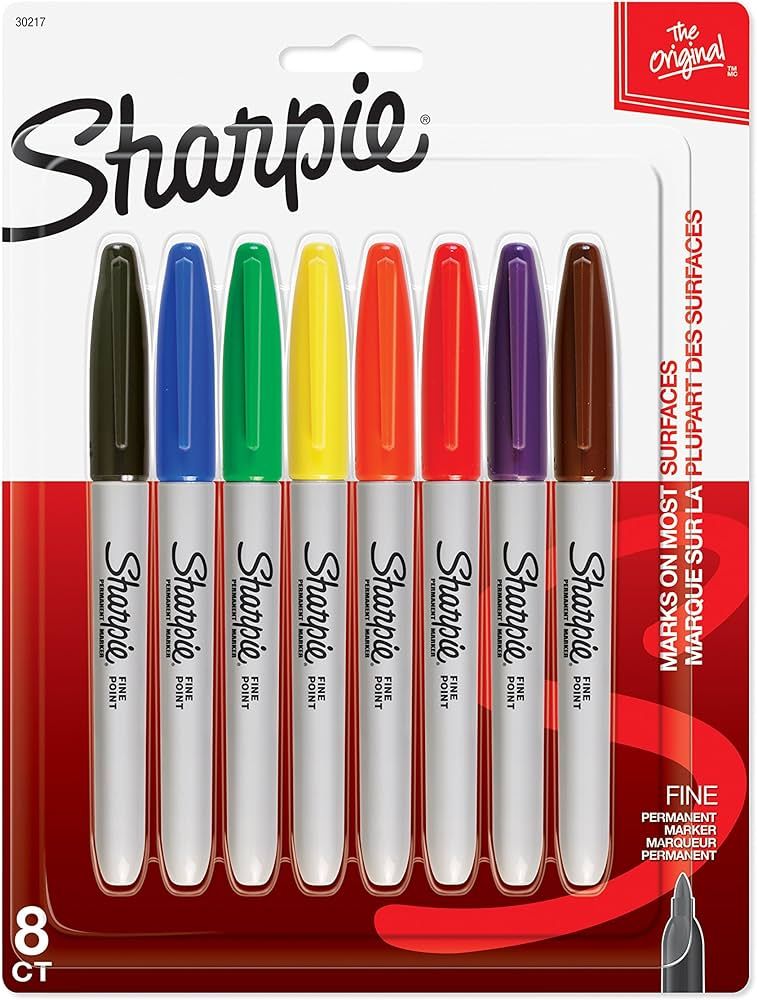 Sharpie Permanent Markers, Fine Point, 8 Pack, Assorted Colors (30217PP) | Amazon (US)