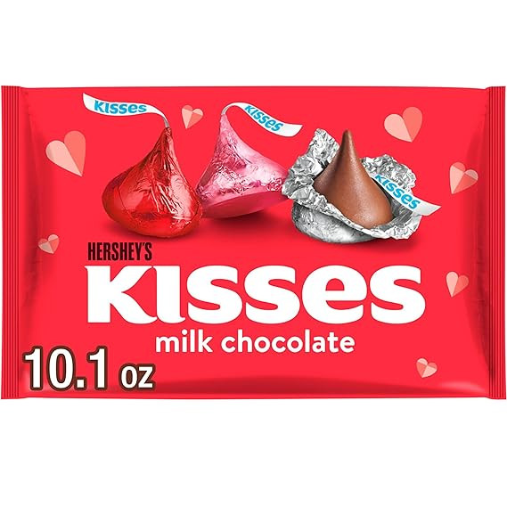 HERSHEY'S KISSES Milk Chocolate, Valentine's Candy Bag, 10.1 oz | Amazon (US)
