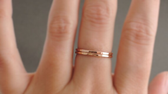 Rose Gold Ring 2 slim stacking rings thin gold ring thumb ring midi ring or knuckle ring | Etsy AU