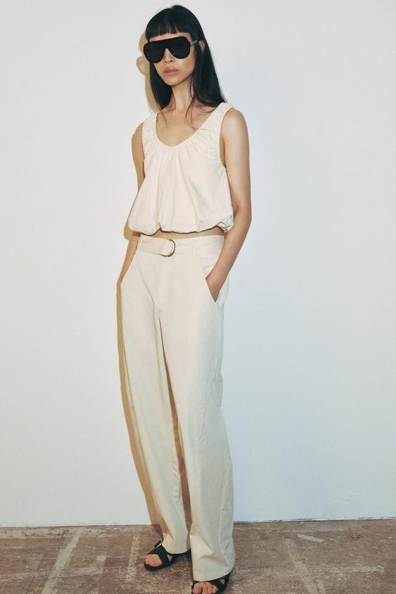 POPLIN BALLOON TOP SET | Zara US