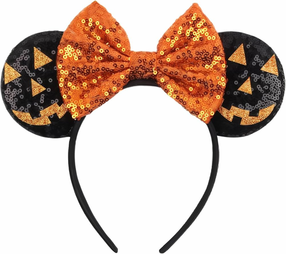 Halloween Cute Mouse Ears Headband, Sequin Halloween Headband, Halloween Ghost Pumpkin Orange Bla... | Amazon (US)