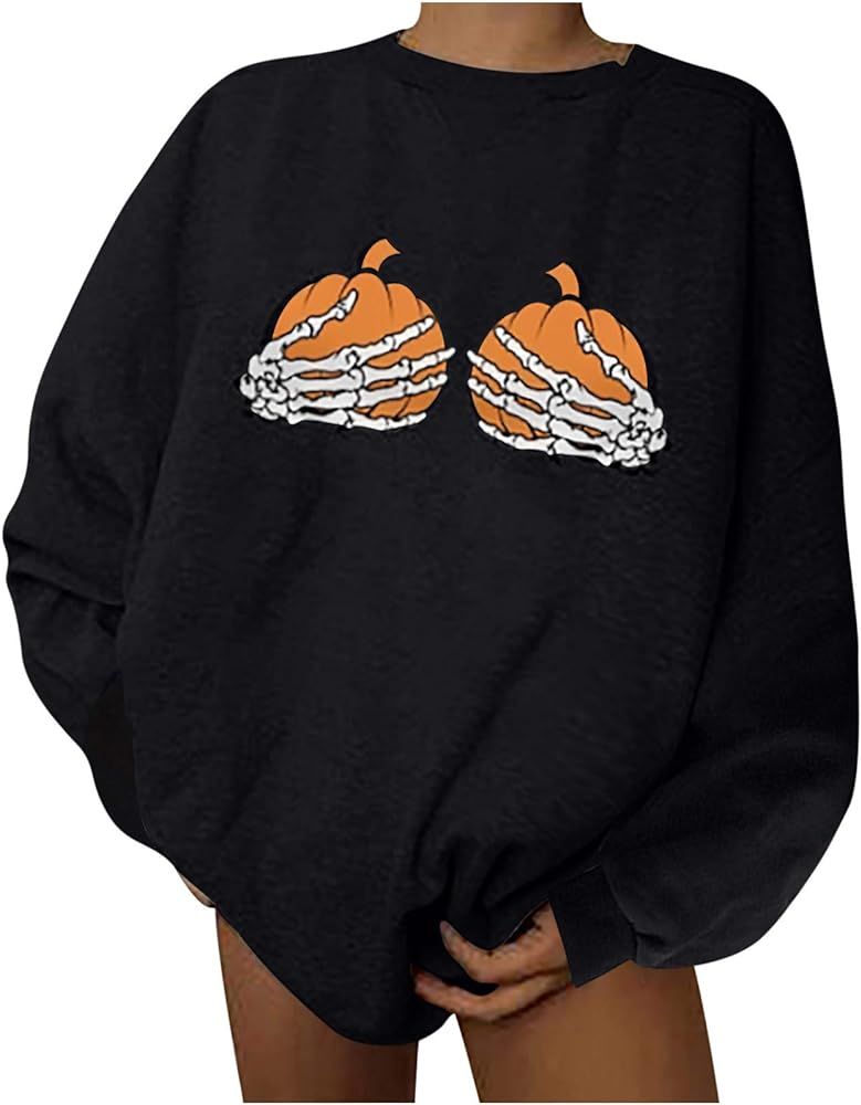 Kanzd Halloween Graphic Sweatshirts for Women Fashion Crewneck Loose Fit Casual Long Sleeve Cute ... | Amazon (US)