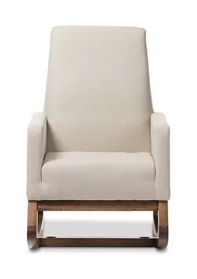 Baxton Studio Yashiya Mid-century Retro Modern Light Beige Fabric Upholstered Rocking Chair | Belk