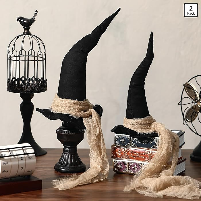 Chicingyou 2 Pcs Halloween Decorations Indoor Vintage Witch Hat Decor Table Centerpiece 13.78'' P... | Amazon (US)