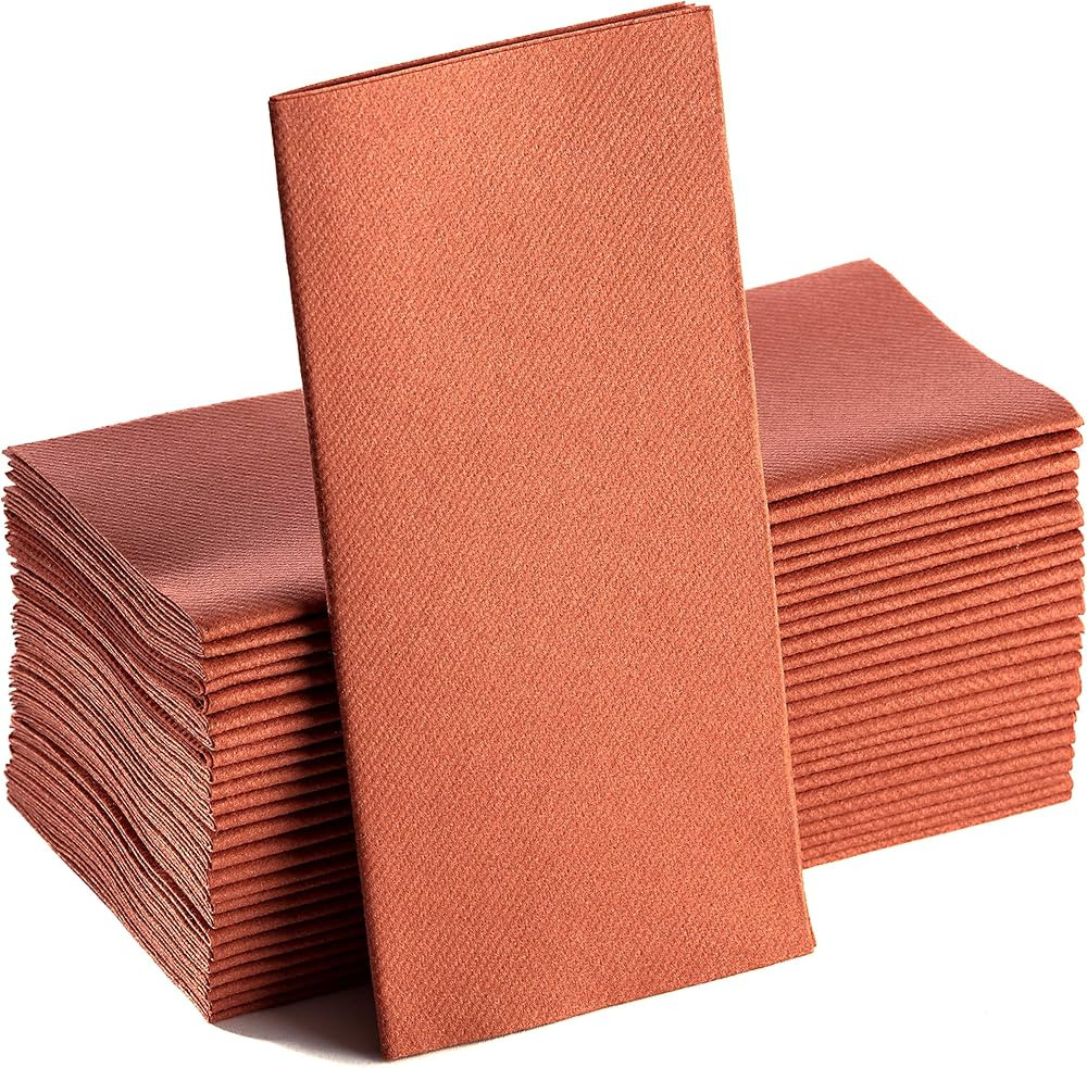 Terracotta Napkins | Linen Feel Guest Disposable Cloth Like Paper Dinner Napkins | Hand Towels | ... | Amazon (US)