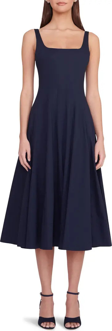 Wells Stretch Cotton Poplin Midi Fit & Flare Dress | Nordstrom