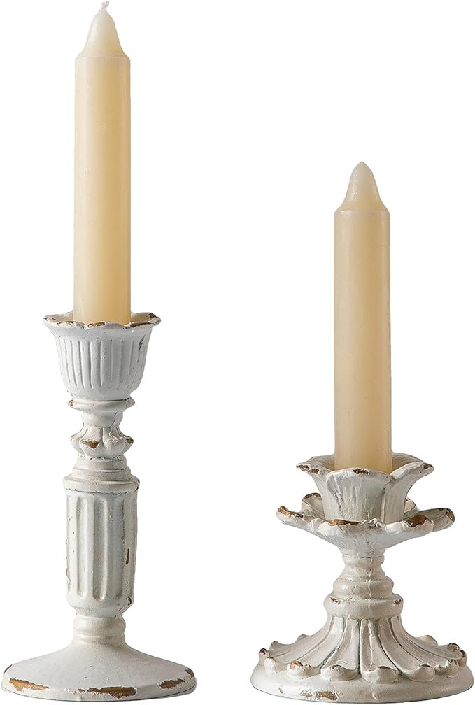 SOFE Resin Small Taper Candle Holders Set of 2, Candle Stick Holder Vintage, Antique Rustic Candl... | Amazon (US)