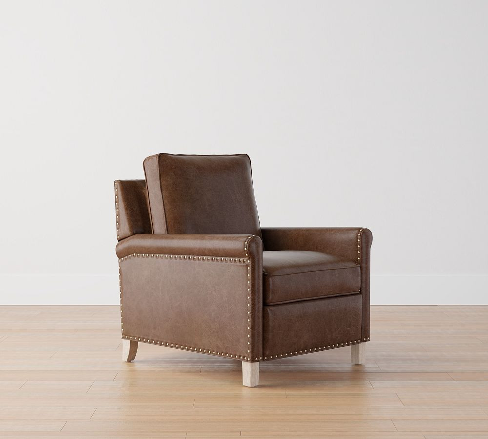Tyler Roll Arm Leather Manual &amp; Power Recliner | Pottery Barn (US)