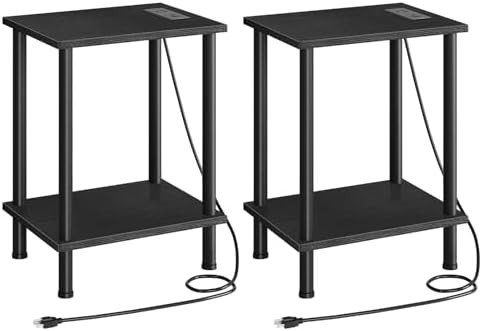 HOOBRO Side Table with Charging Station, Set of 2 End Tables with USB Port and Outlets, Nightstan... | Amazon (US)
