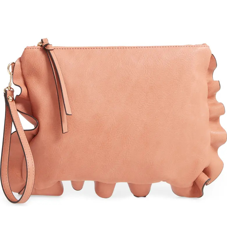 Adelina Faux Leather Ruffle Clutch | Nordstrom