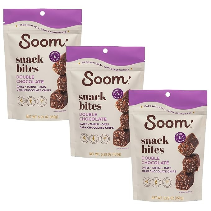 Soom Foods Double Chocolate Energy Chewy Snack Bites 3-Pack (100% Natural | Whole Food Healthy Da... | Amazon (US)
