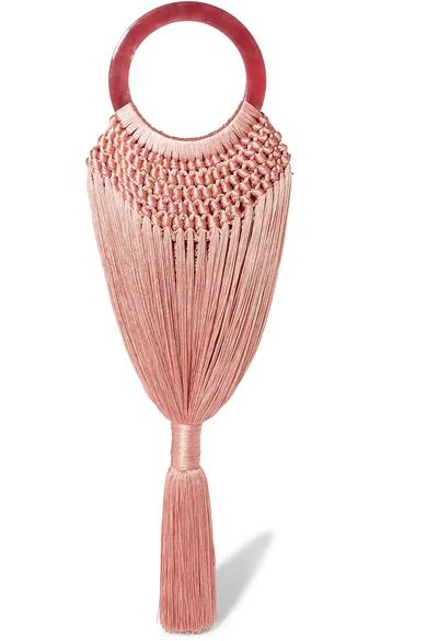 Cult Gaia - Angelou Small Tasseled Crochet And Resin Clutch - Pink | NET-A-PORTER (US)