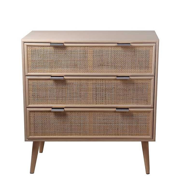 New! Natural Woven Cane 3-Drawer Wood Chest | Kirkland's Home