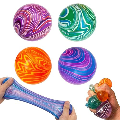 papejoyyy 4 Pack Stress Balls Squishy Toys, 2 Inch Durable Slow Rising Stress Relief Sensory Squeeze Toys for Adults and Kids, Birthday Gifts, Party Favors, Classroom Prizes | Amazon (US)