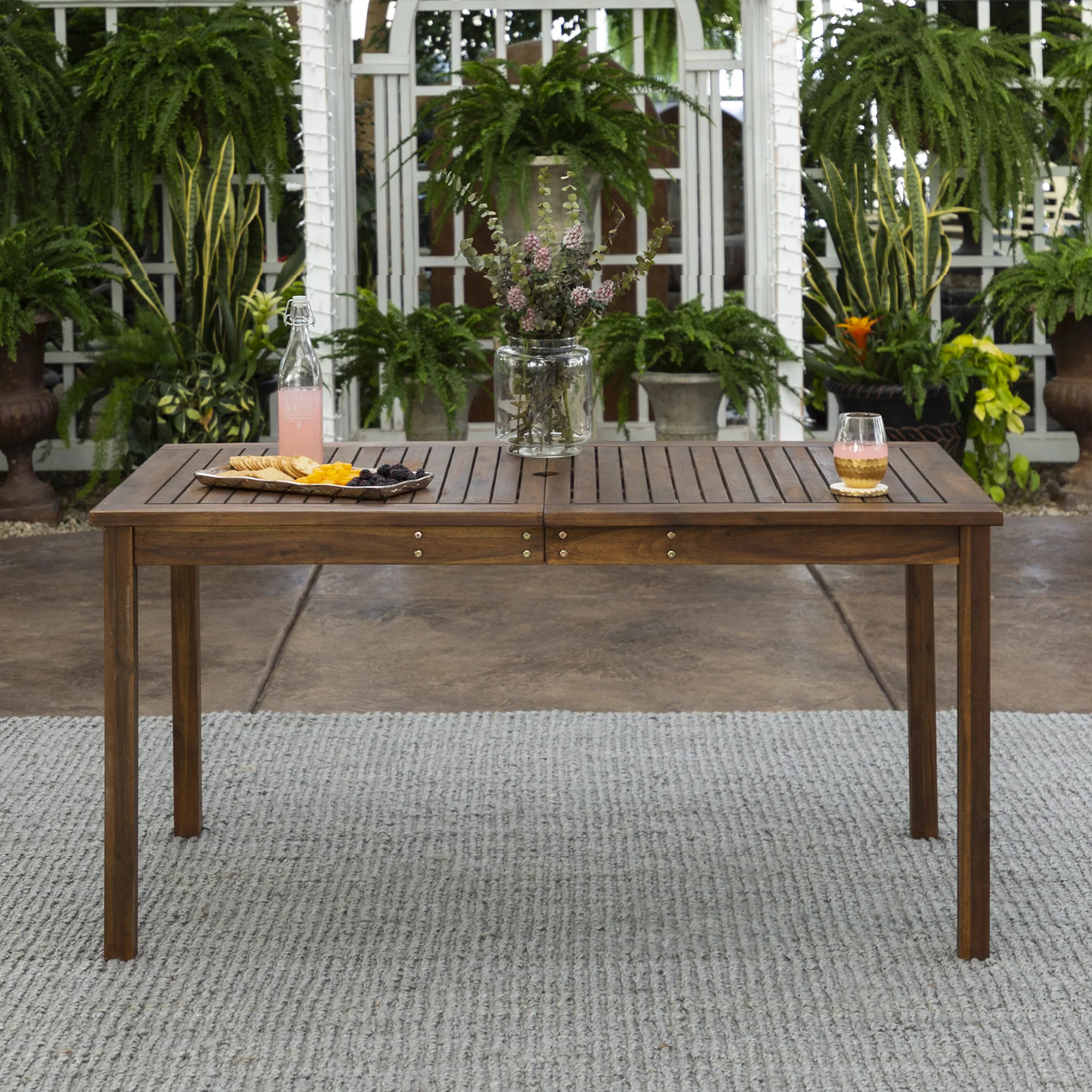 Manor Park Outdoor Acacia Wood Dining Table, Dark Brown - Walmart.com | Walmart (US)