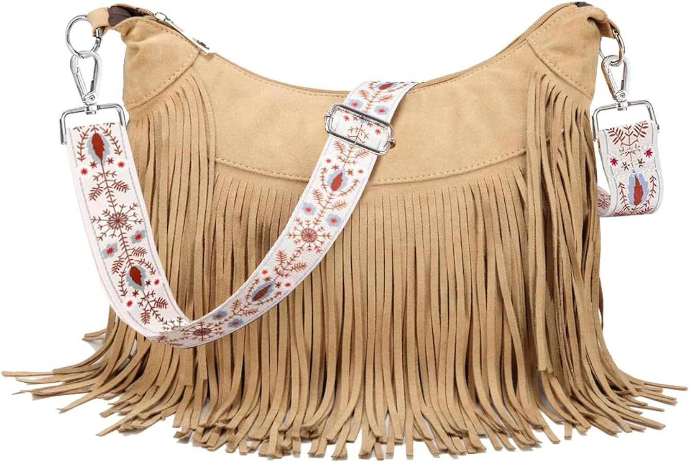 Sunwel Fashion Women Fringe Hobo Bag Western Purse Shoulder Bag Vegan Suede Tassel Hippie Crossbo... | Amazon (US)