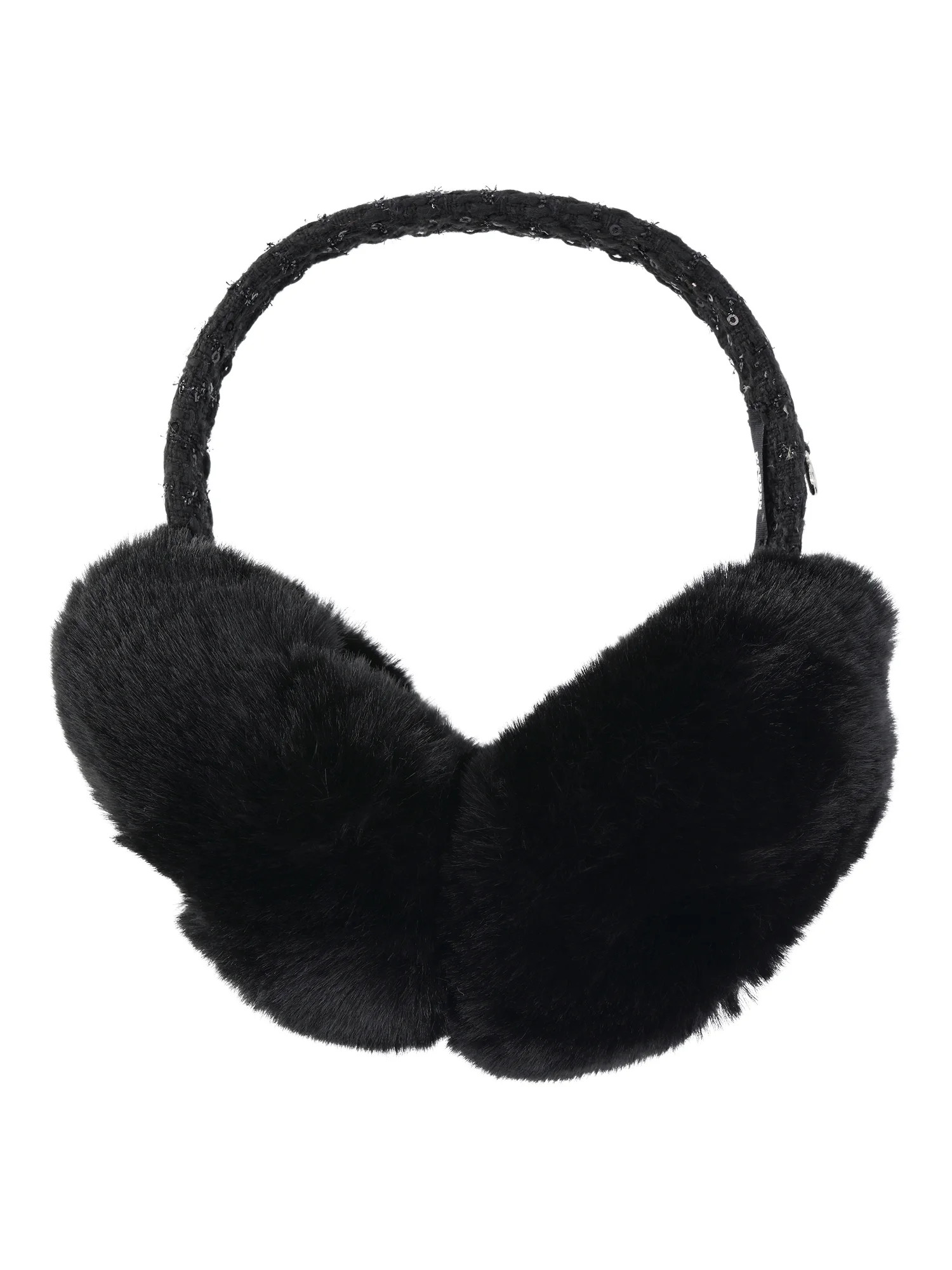 Madden NYC Women's Faux Fux Ear Muffs with Sequin Boucle Band, Black | Walmart (US)