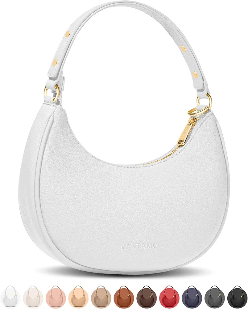 Vantamo Purse For Women, Small Trendy Crescent Moon Shoulder Hand Bag, Faux Leather, Anti Theft R... | Amazon (US)