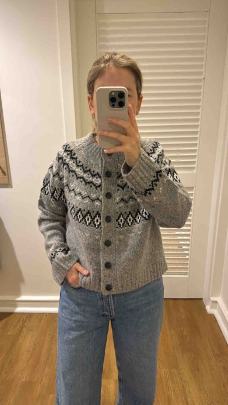 This grey wool-blend Fair Isle cardigan is a cozy classic for the season. I’m wearing an XS, and it’s the perfect layer for a timeless, laid-back holiday look.

#LTKStyleTip #LTKootd #LTKHoliday