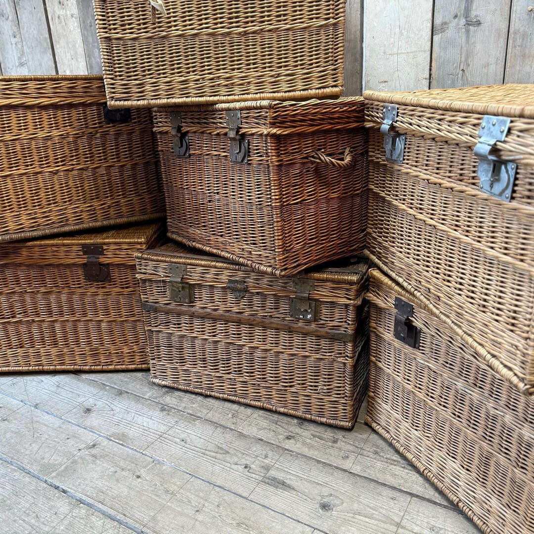 Original Large French Linen Wicker Baskets - Etsy | Etsy (US)