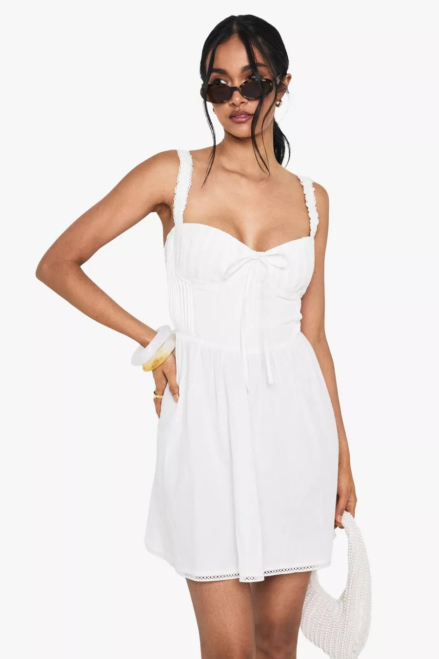Katoenen Melkmeisjes Mini Jurk | Boohoo.com (NL)