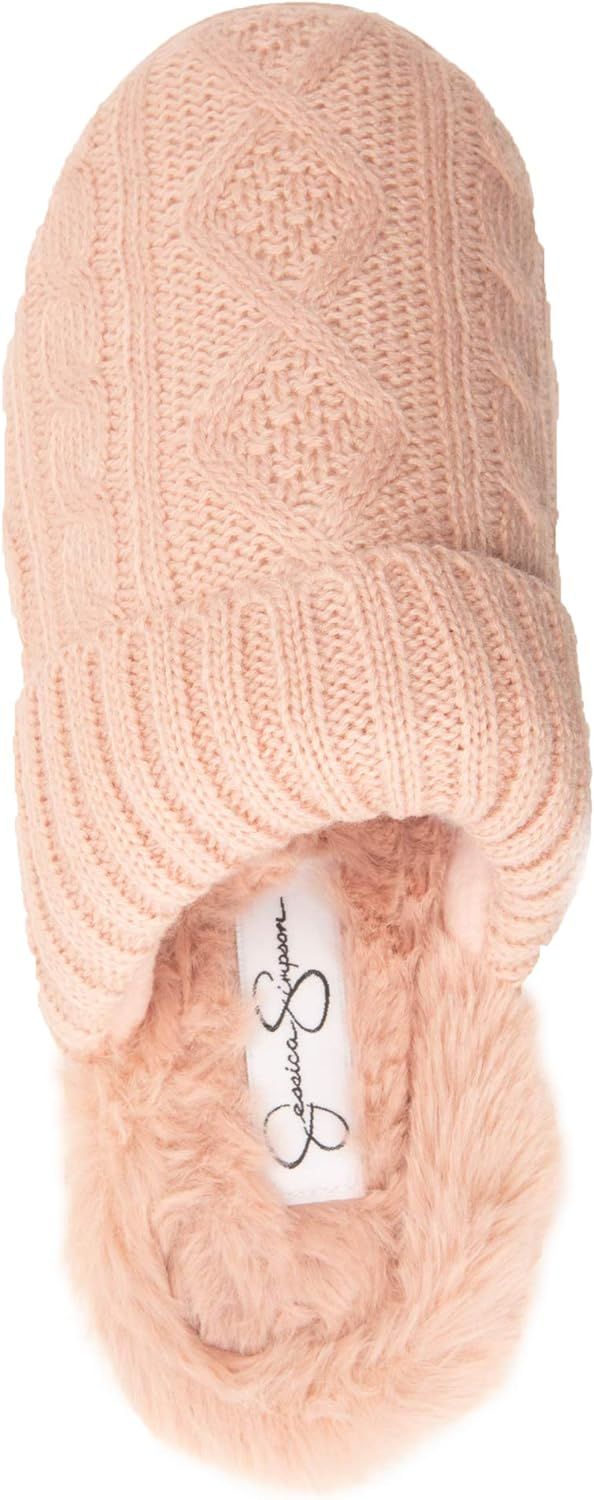 Jessica Simpson Womens Soft Cable Knit Slippers with Indoor/Outdoor Sole | Amazon (US)