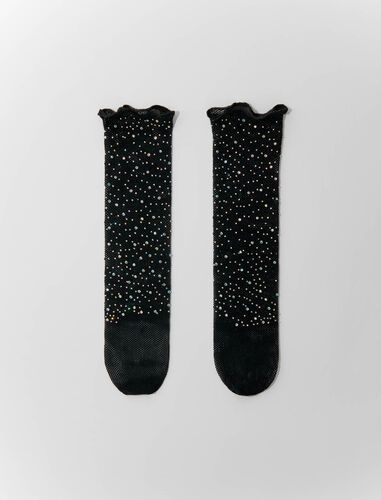 Rhinestone mesh socks | Maje US