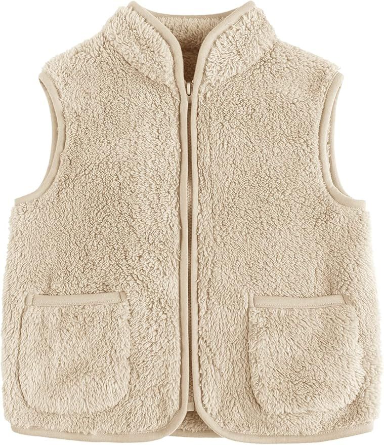 Baby Boys Girls Sherpa Stand Collar Vest Zip Up Fleece Fuzzy Sleeveless Toddler Fall Winter Warm ... | Amazon (US)