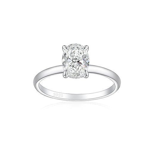 Elspeth 925 Sterling Silver Oval Engagement Rings 1.5CT Oval Cut Solitaire Cubic Zirconia Wedding Promise Rings for Women Size 6 | Amazon (US)