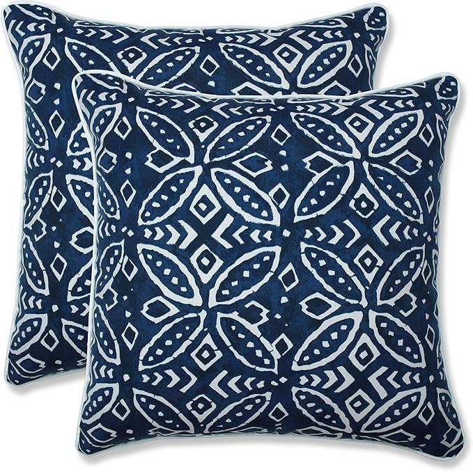 Pillow Perfect Outdoor/Indoor Merida Indigo Blue Throw Pillows, 18.5" x 18.5", Pack of 2 | Amazon (US)