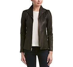 Cole Haan Women's Wing Collar Lether Jacket | Amazon (US)