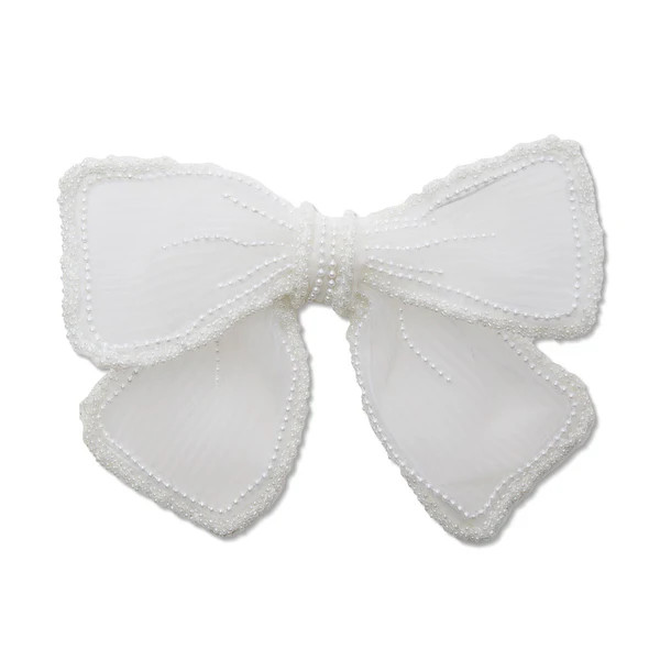 PORCELIN MARY PEARL EMBELLISHED BOW BARRETTE | LELE SADOUGHI