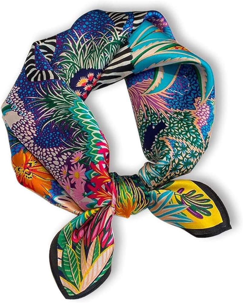 100% Mulberry Silk Neck Scarf - 21'' x 21'' Lightweight Neckerchief - Women Men Small Square Digi... | Amazon (US)