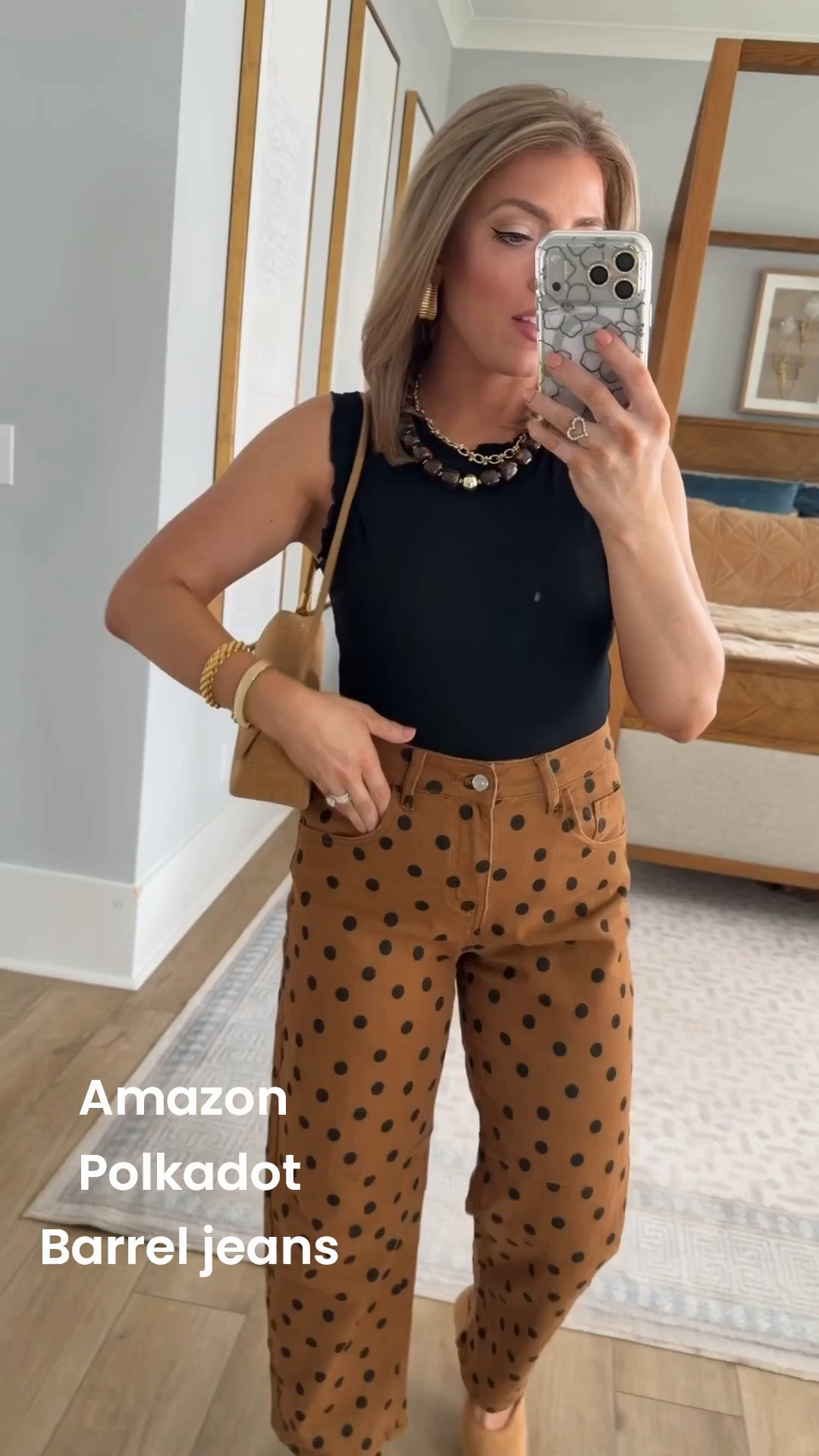 Fall fashion is looking so good already! 🍂 This Amazon outfit is giving elevated designer vibes without the designer price tag. The black sweater is a timeless closet staple, and these adorable brown polka dot pants make the perfect statement piece for everything from work to brunch, date night, or fall events. Finished it off with my favorite Amazon accessories and neutral Mary Jane flats for the cutest look!

#amazonfashion #amazonfinds #amazonstyle #fallfashion #falloutfit #polkadot #statementpants #workwearstyle #casualchic #everydaystyle #affordablefashion #amazonoutfit #fallwardrobe #styleinspiration #fashionfinds

#LTKootd #LTKPetite